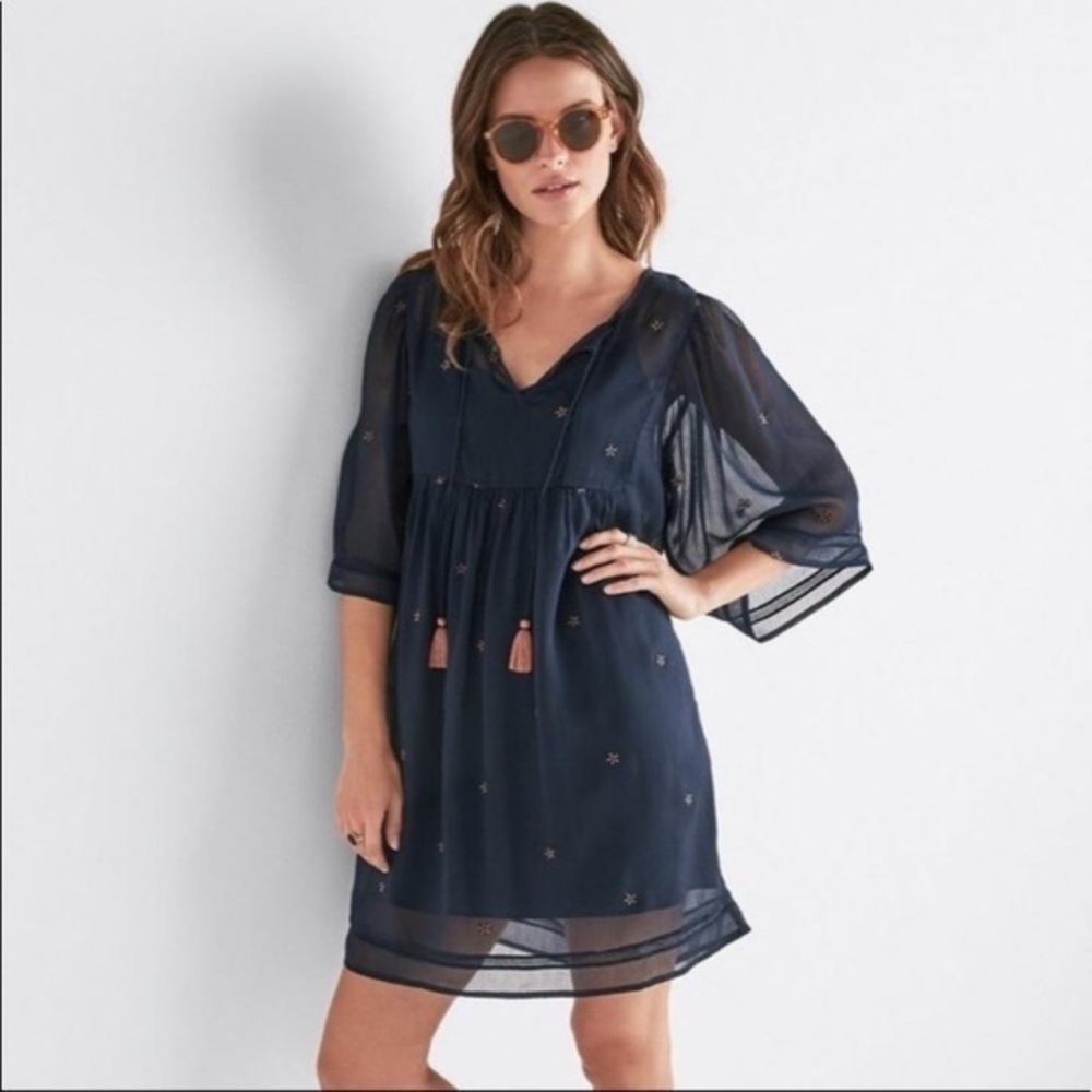 Lucky Brand Coverlet Sheer Navy Blue NWT dress